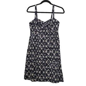 Patagonia Summertime Graphic Mini Dress‎ Sz 2 Blue Gray Tan Hemp Organic Cotton